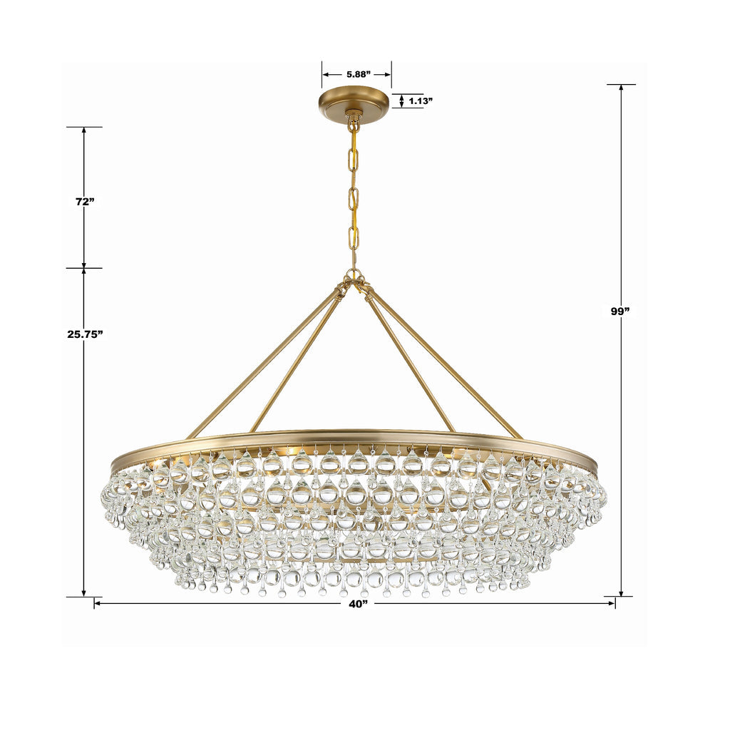 Calypso 8 Light Crystal Teardrop Vibrant Gold Chandelier Crystorama