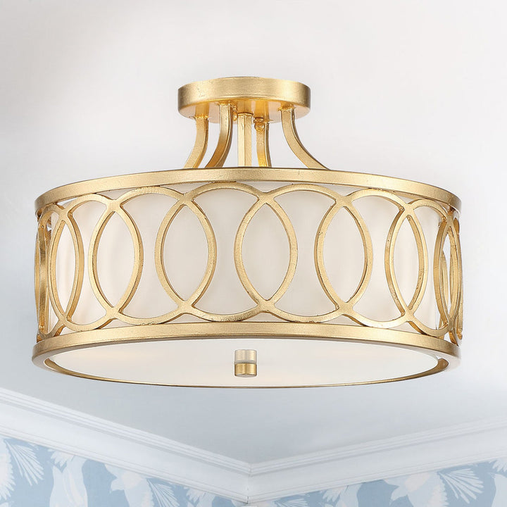 Crystorama Crystorama Libby Langdon Graham 3 Light Antique Gold Semi Flush Mount