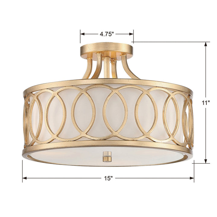 Crystorama Crystorama Libby Langdon Graham 3 Light Antique Gold Semi Flush Mount