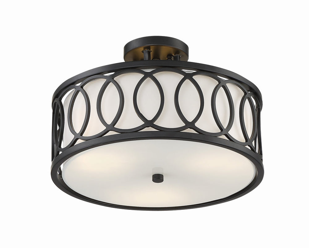 Crystorama Crystorama Libby Langdon Graham 3 Light Matte Black Semi Flush Mount