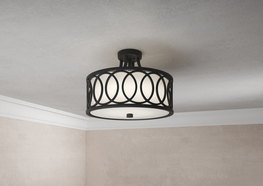 Crystorama Crystorama Libby Langdon Graham 3 Light Matte Black Semi Flush Mount