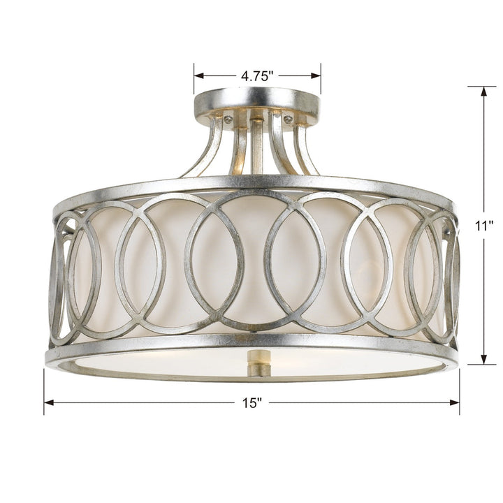 Crystorama Crystorama Libby Langdon Graham 3 Light Antique Silver Semi Flush Mount