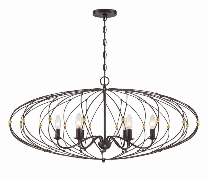 Zucca 6 Light English Bronze + Antique Gold Chandelier Crystorama