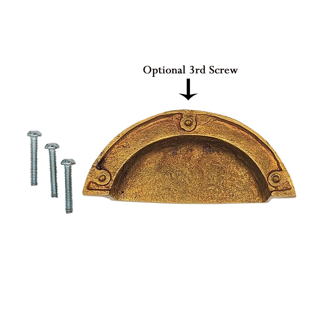 4 Inch (3 1/4 Inch c-c) Craftsman Hammered Cup Pull COPPER MOUNTAIN HARDWARE