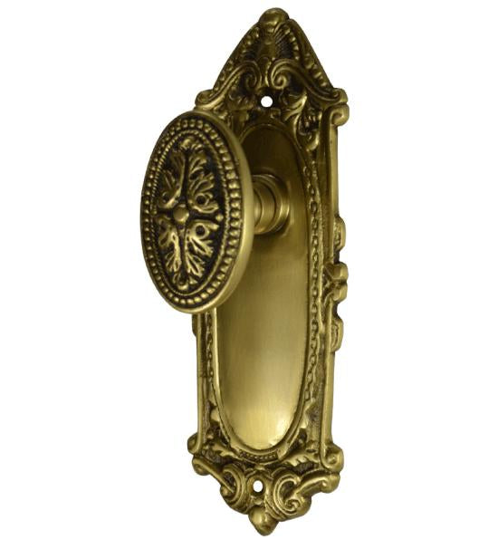 ##Antique Hardware## Ornate Victorian Long Backplate Door Set with Avalon Oval Door Knobs (Several Finishes Available)