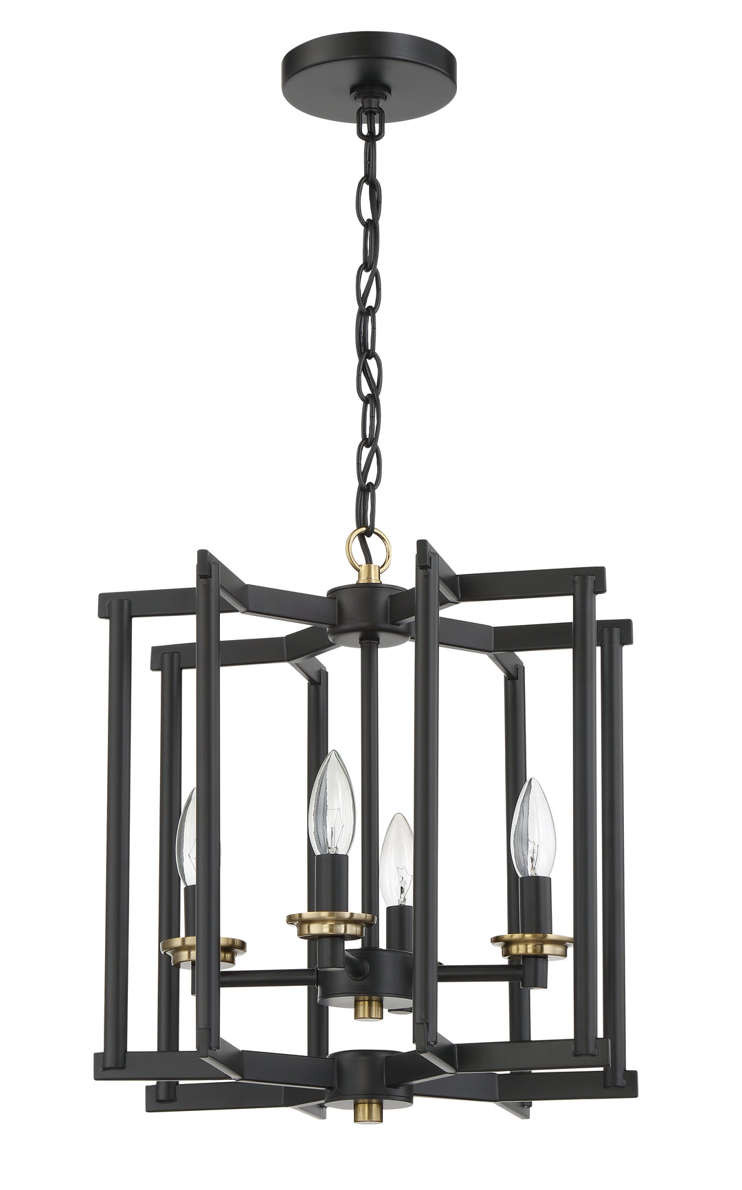 CRAFTMADE Avante Grand 4 Light Cage Foyer in Flat Black/Satin Brass