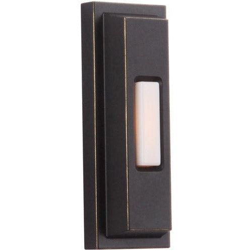 CRAFTMADE Surface Mount LED Lighted Push Button, Beveled Rectangle in Antique Bronze