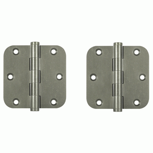 DELTANA 3 1/2 Inch X 3 1/2 Inch Solid Brass Hinge Interchangeable Finials (5/8" Radius Corner, White Bronze Medium Finish)