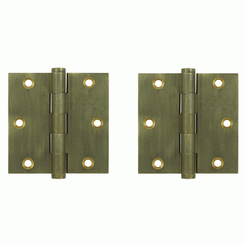 3 1/2 Inch X 3 1/2 Inch Solid Brass Hinge Interchangeable Finials (Square Corner, Bronze Medium Finish) DELTANA