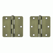 3 1/2 Inch x 3 1/2 Inch Steel Hinge (Antique Brass Finish) DELTANA