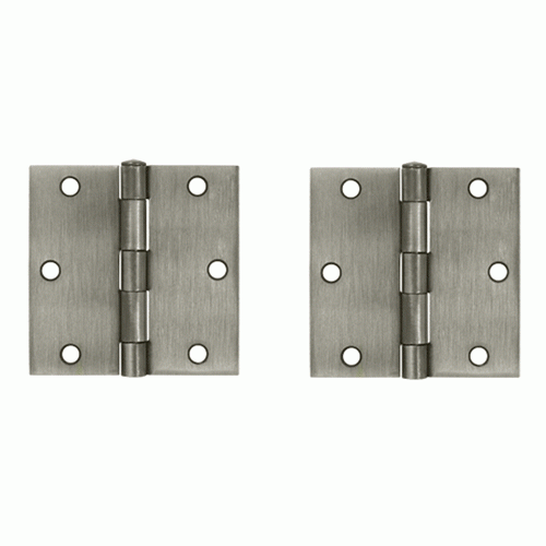 3 1/2 Inch x 3 1/2 Inch Steel Hinge (Antique Nickel Finish) DELTANA