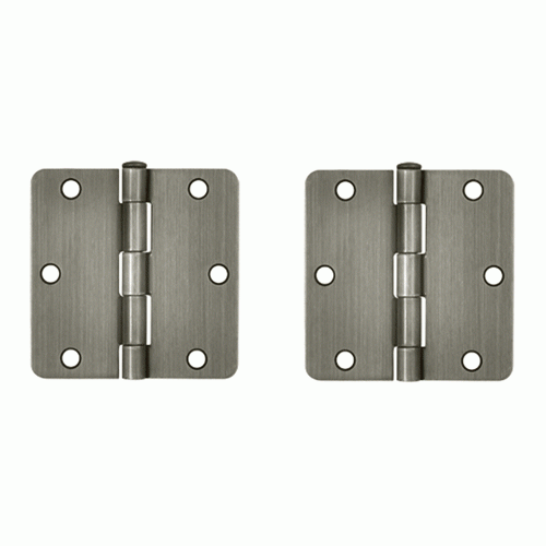 3 1/2 Inch x 3 1/2 Inch Steel Hinge (Antique Nickel Finish) DELTANA