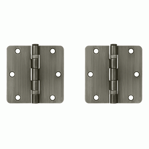 DELTANA 3 1/2 Inch x 3 1/2 Inch Ball Bearing Steel Hinge (Antique Nickel Finish)