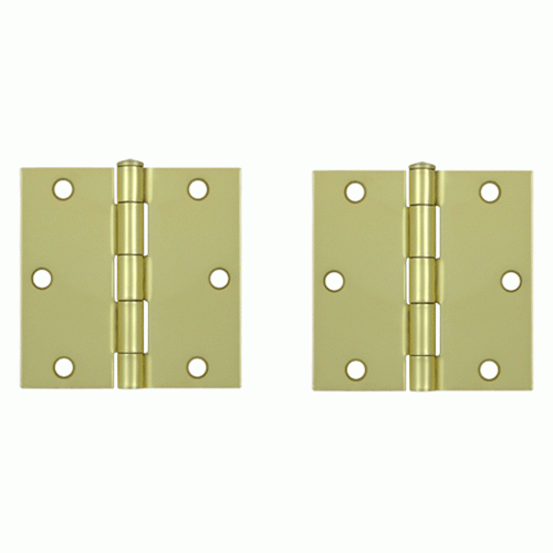 DELTANA 3 1/2 Inch x 3 1/2 Inch Steel Hinge (Brushed Brass Finish)