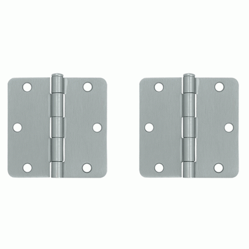 3 1/2 Inch x 3 1/2 Inch Steel Hinge (Brushed Chrome Finish) DELTANA