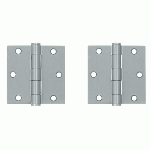 DELTANA 3 1/2 Inch x 3 1/2 Inch Heavy Duty Steel Hinge (Brushed Chrome Finish)