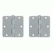 3 1/2 Inch x 3 1/2 Inch Steel Hinge (Brushed Chrome Finish) DELTANA