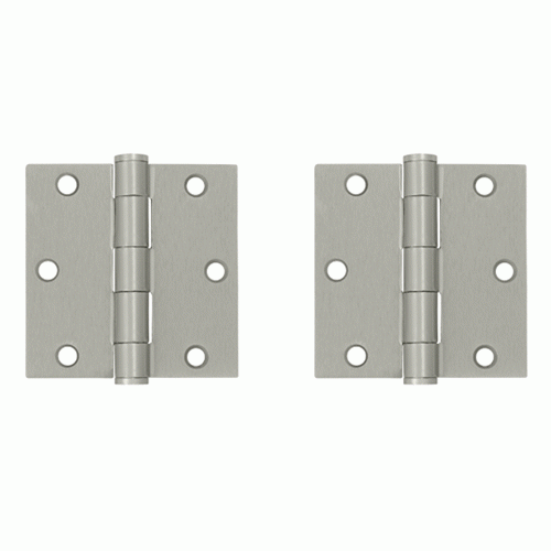 3 1/2 Inch x 3 1/2 Inch Heavy Duty Steel Hinge (Brushed Nickel Finish) DELTANA