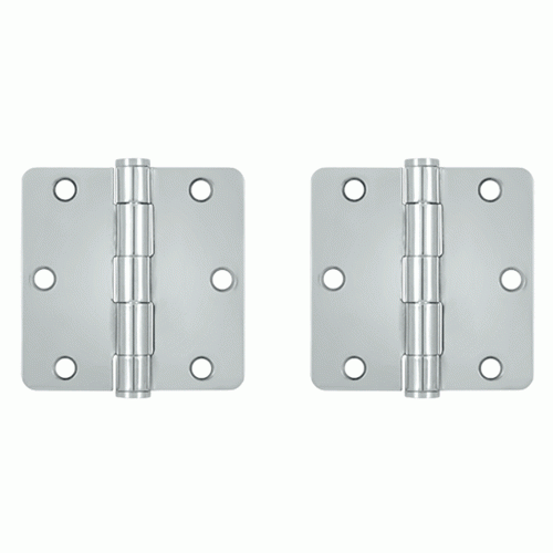 3 1/2 Inch x 3 1/2 Inch Heavy Duty Steel Hinge (Chrome Finish) DELTANA