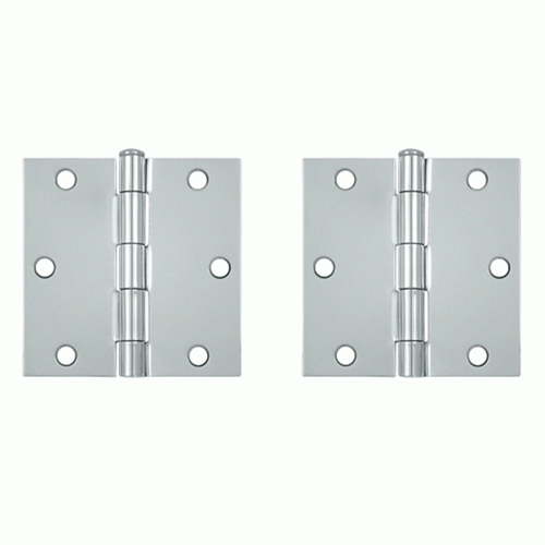 3 1/2 Inch x 3 1/2 Inch Steel Hinge (Chrome Finish) DELTANA