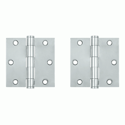 3 1/2 Inch x 3 1/2 Inch Heavy Duty Steel Hinge (Chrome Finish) DELTANA