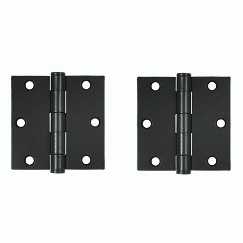 3 1/2 Inch x 3 1/2 Inch Heavy Duty Steel Hinge (Paint Black Finish) DELTANA