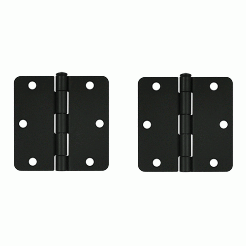 3 1/2 Inch x 3 1/2 Inch Steel Hinge (Paint Black Finish) DELTANA