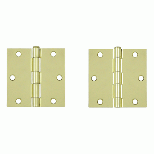 DELTANA 3 1/2 Inch x 3 1/2 Inch Steel Hinge (Polished Brass Finish)