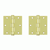 3 1/2 Inch x 3 1/2 Inch Heavy Duty Steel Hinge (Polished Brass Finish) DELTANA