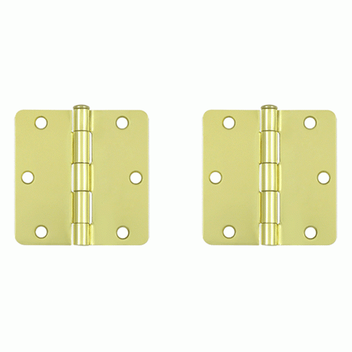 3 1/2 Inch x 3 1/2 Inch Steel Hinge (Polished Brass Finish) DELTANA