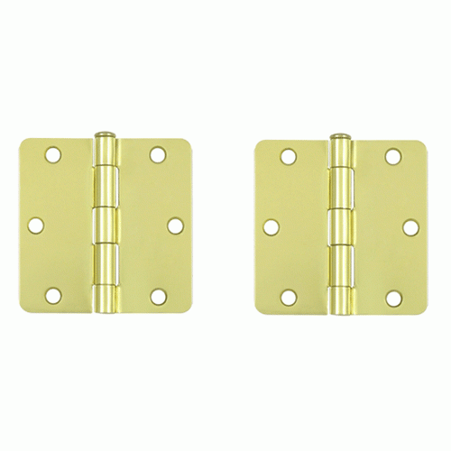 3 1/2 Inch x 3 1/2 Inch Steel Hinge (Polished Brass Finish) DELTANA