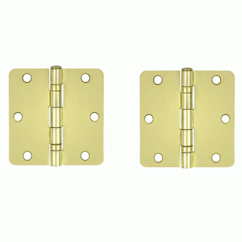 3 1/2 Inch x 3 1/2 Inch Ball Bearing Steel Hinge Polished Brass Finish DELTANA