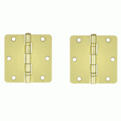 3 1/2 Inch x 3 1/2 Inch Ball Bearing Steel Hinge Polished Brass Finish DELTANA