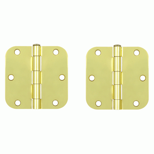 3 1/2 Inch x 3 1/2 Inch Steel Hinge (Polished Brass Finish) DELTANA