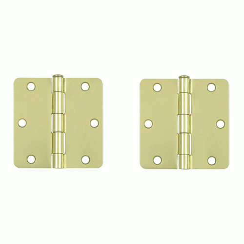 3 1/2 Inch x 3 1/2 Inch Steel Hinge (Polished/Brushed Brass Finish) DELTANA