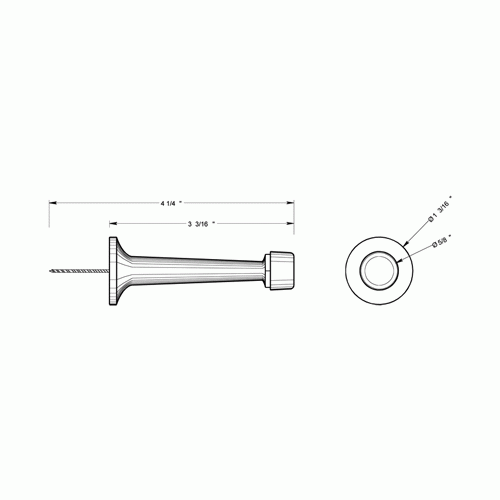 DELTANA 3 1/4 Inch Solid Brass Baseboard Door Bumper (Antique Brass Finish)