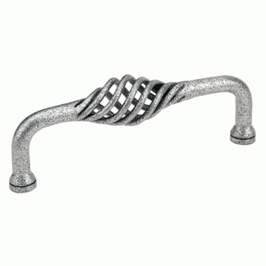 EMTEK 3 3/8 Inch (3 Inch c-c) Wrought Steel Lafayette Fixed Pull (Satin Steel Finish)