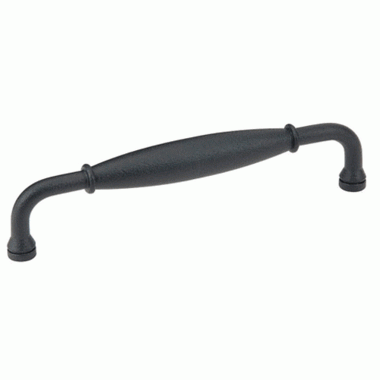 EMTEK 3 3/8 Inch (3 Inch c-c) Wrought Steel Normandy Fixed Pull (Matte Black Finish)