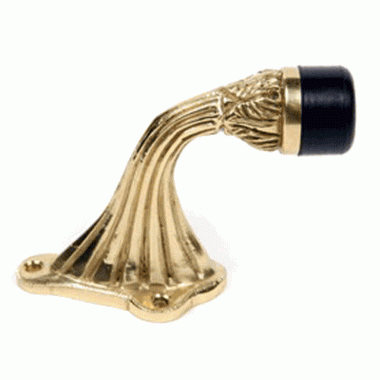 3 Inch Solid Brass Ornate Floor Mounted Bumper Door Stop (Polished Brass Finish) COPPER MOUNTAIN HARDWARE