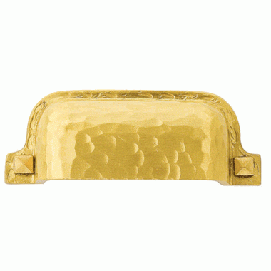 EMTEK Emtek Arts & Crafts 3 Inch Solid Brass Hammered Bin Pull (Satin Brass Finish)