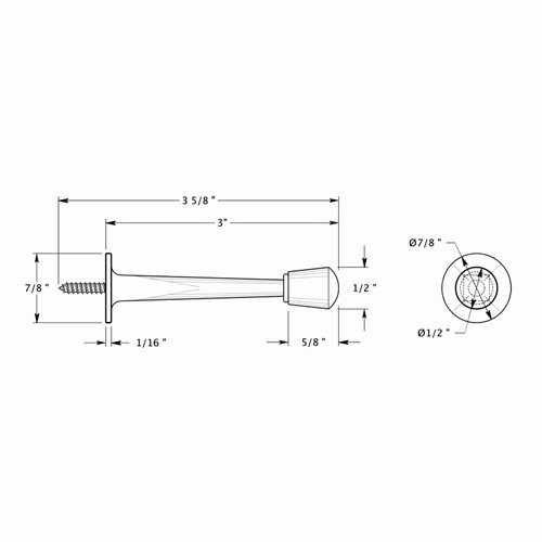 DELTANA 3 Inch Solid Zinc Alloy Baseboard Door Bumper (Brushed Nickel Finish)