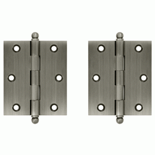 3 Inch x 2 1/2 Inch Solid Brass Cabinet Hinges (Antique Nickel Finish) DELTANA