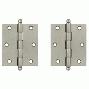 DELTANA 3 Inch x 2 1/2 Inch Solid Brass Cabinet Hinges (Brushed Nickel Finish)