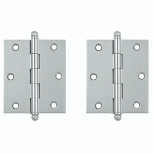 3 Inch x 2 1/2 Inch Solid Brass Cabinet Hinges (Chrome Finish) DELTANA