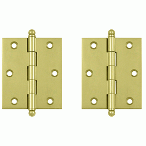 DELTANA 3 Inch x 2 1/2 Inch Solid Brass Cabinet Hinges (Polished Brass Finish)