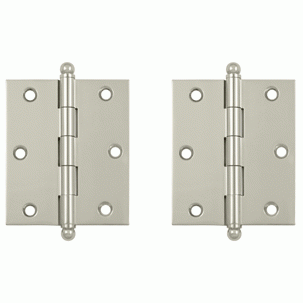 3 Inch x 2 1/2 Inch Solid Brass Cabinet Hinges (Polished Nickel Finish) DELTANA