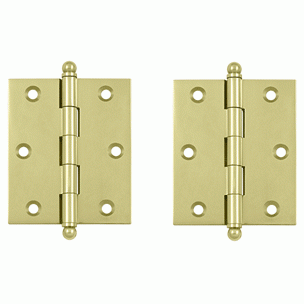 3 Inch x 2 1/2 Inch Solid Brass Cabinet Hinges (Unlacquered Brass) DELTANA