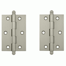 DELTANA 3 Inch x 2 Inch Solid Brass Cabinet Hinges (Brushed Nickel Finish)