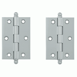 DELTANA 3 Inch x 2 Inch Solid Brass Cabinet Hinges (Polished Chrome Finish)