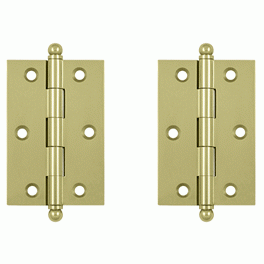 DELTANA 3 Inch x 2 Inch Solid Brass Cabinet Hinges (Unlacquered Brass Finish)